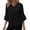 Black, variant on Women's Fashion Solid Color V-Neck Three-Quarter Sleeve Patchwork Relaxed Fit T-Shirt Top, Casual Blouse for Women,Pink,L