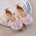 thumbnail image 6 of Gyujnb Girls' Glitter Bow Rhinestone Princess Mary Jane Shoes Adjustable Buckle Strap Low Heel Dress Shoes, Closed Toe,9-9.5 Years, 6 of 8