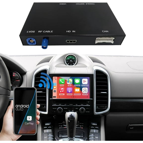 Car Decorder Wireless Carplay Android Auto for Porsche with PCM 3.0, for Cayenne/911/Cayman/Boxster 2008-2012 Year Carplay Retrofit Kit Decoder Support Mirrorlink Reverse Camera