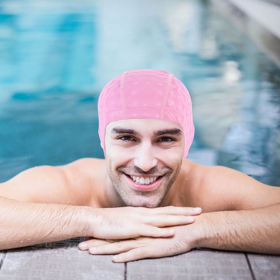 BESTYASH Pink Waterproof Swim Cap for Adults PU Material Comfortable Elastic Fit