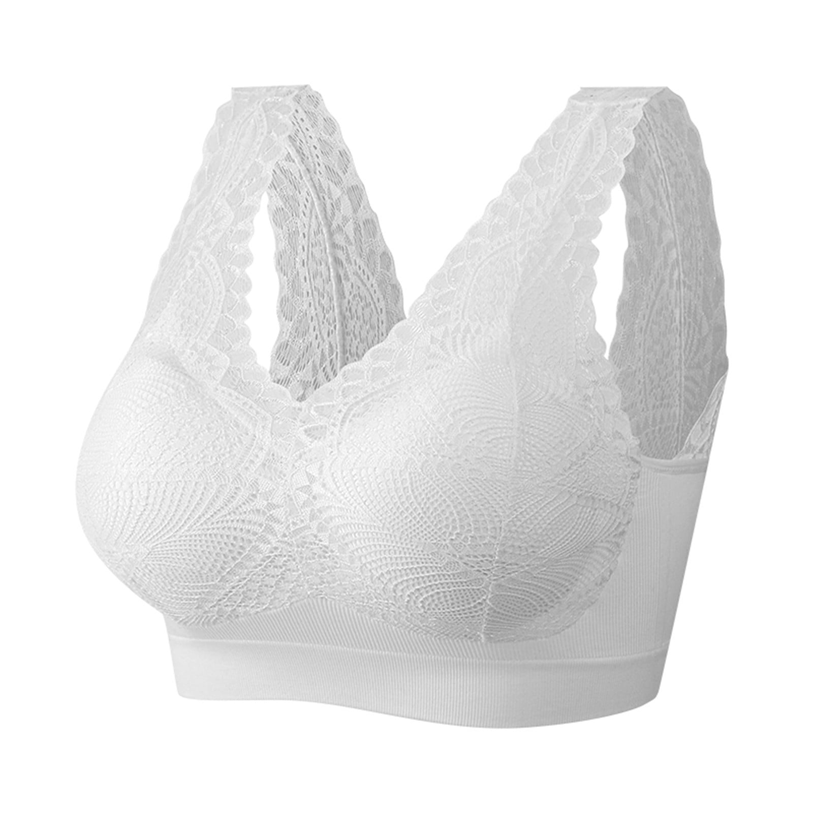 Bigersell Training Bra for Girls Women Wireless Neck Floral Lace Lift-Up  Bralette Bra Deep V Removable Pads Big & Tall Size Bra for Female, Style