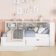 thumbnail image 4 of Solid and Stable Wooden Full Size Daybed with 2 Drawers, Daybed with Storage Shelf and Usb Charging Ports (White), 4 of 11