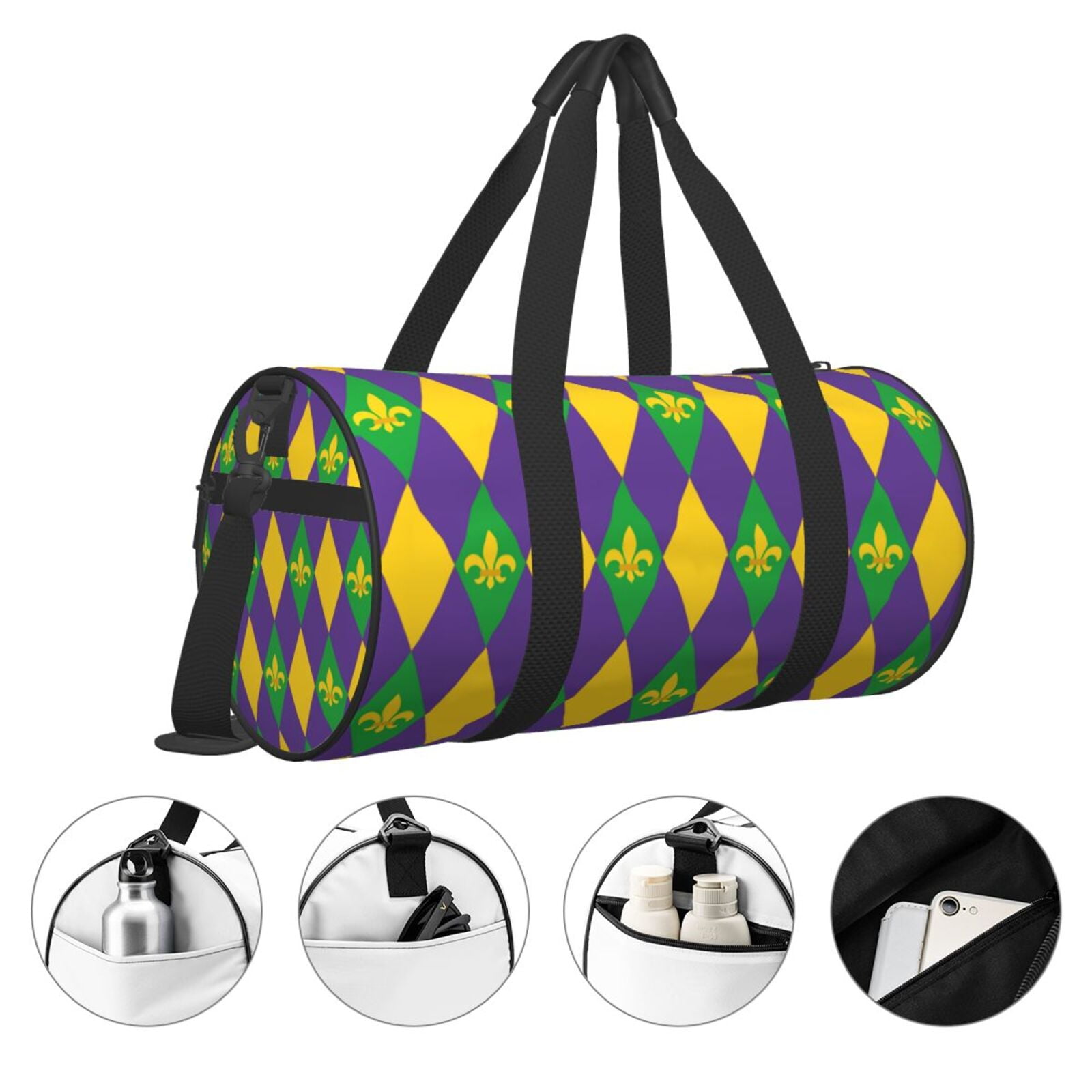 Vsdgher Mardi Gras 45L Foldable Duffel Bag, Sports Gym Bag,Overnight Bag, Portable Weekender Bag for Airplanes