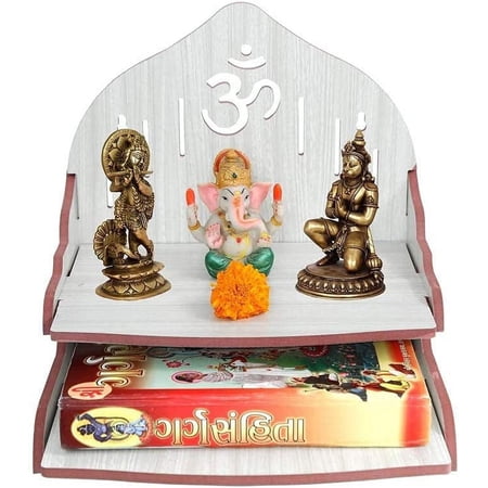 Shiva Shopiee Wooden Temple, Pooja Mandir Singhasan for Home/Office (29 x 29 x 26.5 cm) (White)