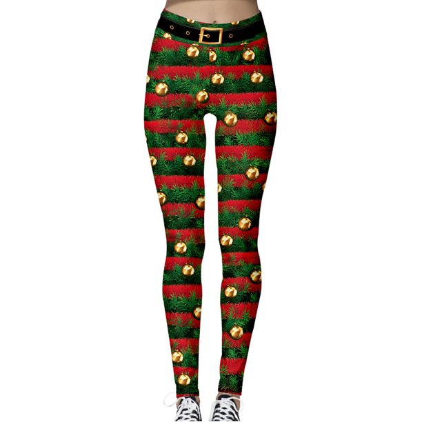 Pantalones deportivos para correr con estampado navideño de Yoga de cintura alta a la moda para mujer Fridja hfkajh104272