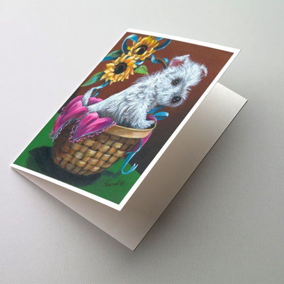 Westie Zoe and Sunflowers Greeting Cards and Envelopes Pack of 8