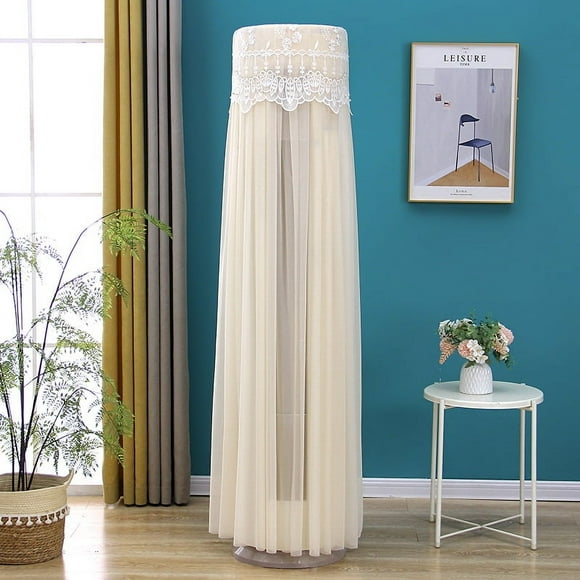 Nvzi Cubierta universal para aire acondicionado, cubierta cilíndrica vertical para aire acondicionado, borde de hilo, cubierta antipolvo, altura 180 cm, aire acondicionado universal (amarillo claro)