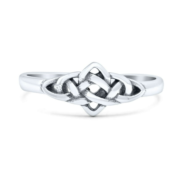Classic Triquetra Endless Celtic Knot Modern Design Oxidized Band 925 Sterling Silver Size 4