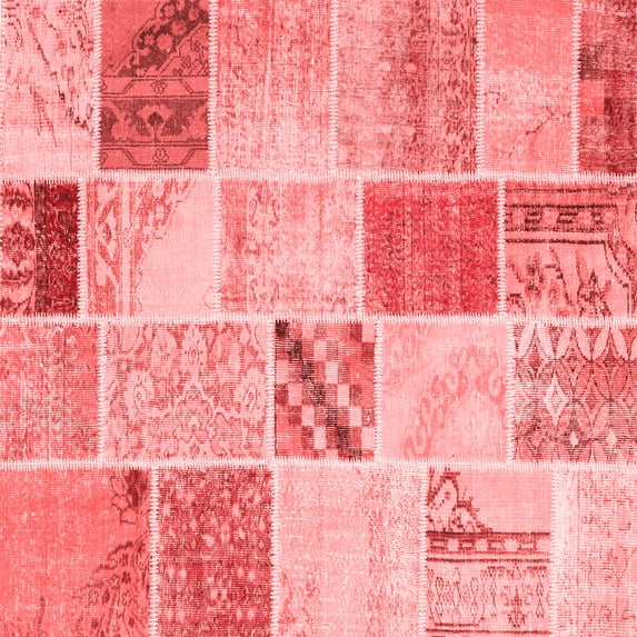 Ahgly Company Indoor Square Patchwork Red Transitional Area Rugs, 3' Square