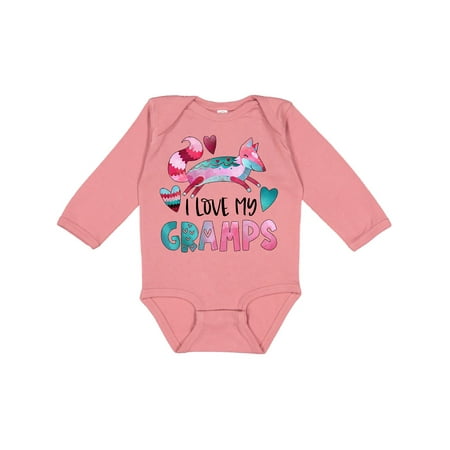 

Inktastic I Love My Gramps Pink and Blue Fox with Hearts Gift Baby Boy or Baby Girl Long Sleeve Bodysuit