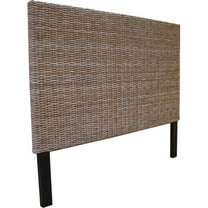 Pemberly Row Contemporary Wicker Weave King Headboard in Kubu Gray