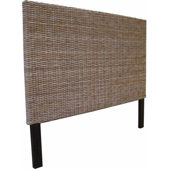 Pemberly Row Contemporary Wicker Weave King Headboard in Kubu Gray