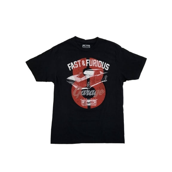 Fast & Furious 8 Mens Black Dominic Toretto Dodge Ice Charger Graphic T-Shirt L