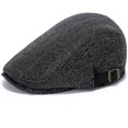 thumbnail image 1 of Men's Flat Beret Cap Adjustable Flat Hat Autumn Winter - Gray Herringbone, 1 of 5