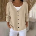 thumbnail image 2 of Hueook Dressy Tops for Women Casual Lounge Knit Cardigan Sweater Women'S Striped Zipper Hooded Long-Sleeved Hooded Sweatshirt with Pockets Khaki 3X, 2 of 4