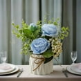 thumbnail image 4 of JingChun Artificial Rose Bouquet with Small Plastic Vase Fake Silk Variety Hydrangea Flowers Decoration for Table Home Party office Wedding, 4 of 6
