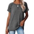 thumbnail image 5 of Summer Tops for Women Dressy Casual Comfy Basic Tee Shirts Short Sleeve Crewneck Office Blouses Loose Fit Tunics Shirts Womens Clothes, 5 of 6