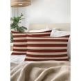 thumbnail image 3 of Outdoor Pillows Waterproof, Oatmeal Tan Striped Bedding Throw Pillows with Insert for Couch Sofa Bed, Farmhouse Country Minimalist Stripes 12x20 Inch Pillowcases Decorative Patio Pillow Set of 1, 3 of 7