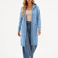 thumbnail image 4 of Bzdzmqm Cable Knit Hooded Cardigan for Women Long Open Front Sweater Coat with Pockets Loose Cozy Knitwear Trendy Casual Fall Winter Outerwear Evening Work Office, Light Blue 2XL, 4 of 7