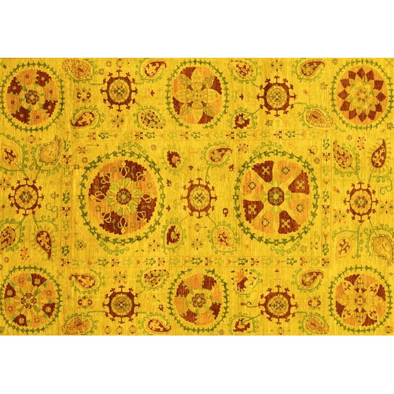 Ahgly Company Indoor Rectangle Abstract Yellow Modern Area Rugs, 2' x 5'