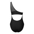 thumbnail image 4 of QHFBli Womens One Shoulder One Piece Bathing Suits Neon Color Block Swimsuits Mesh Swimwear, 4 of 5