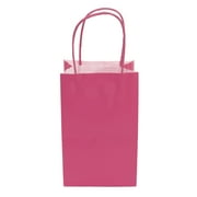 12 CT Small Hot Pink Kraft Bags, Party Favor Bags, Food Safe Ink & Paper, Sturdy Twisted Handle (Small, Hot Pink)
