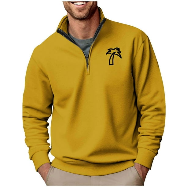 Blusa y camisa de manga larga con cuello alto para hombre, sudadera con capucha estampada, jersey deportivo con media cremallera, blusa de manga larga con cuello alto para hombre, blusa de poliéster