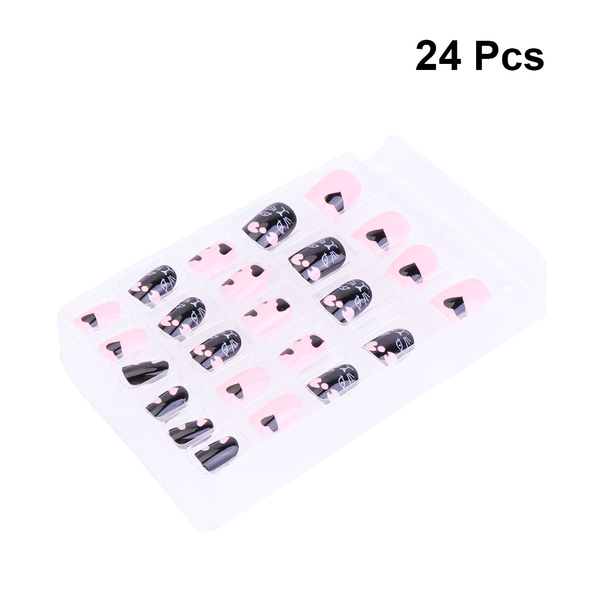24pcs Children False Nails Kit Lovely Full Cover Fake Nail Tips Gift