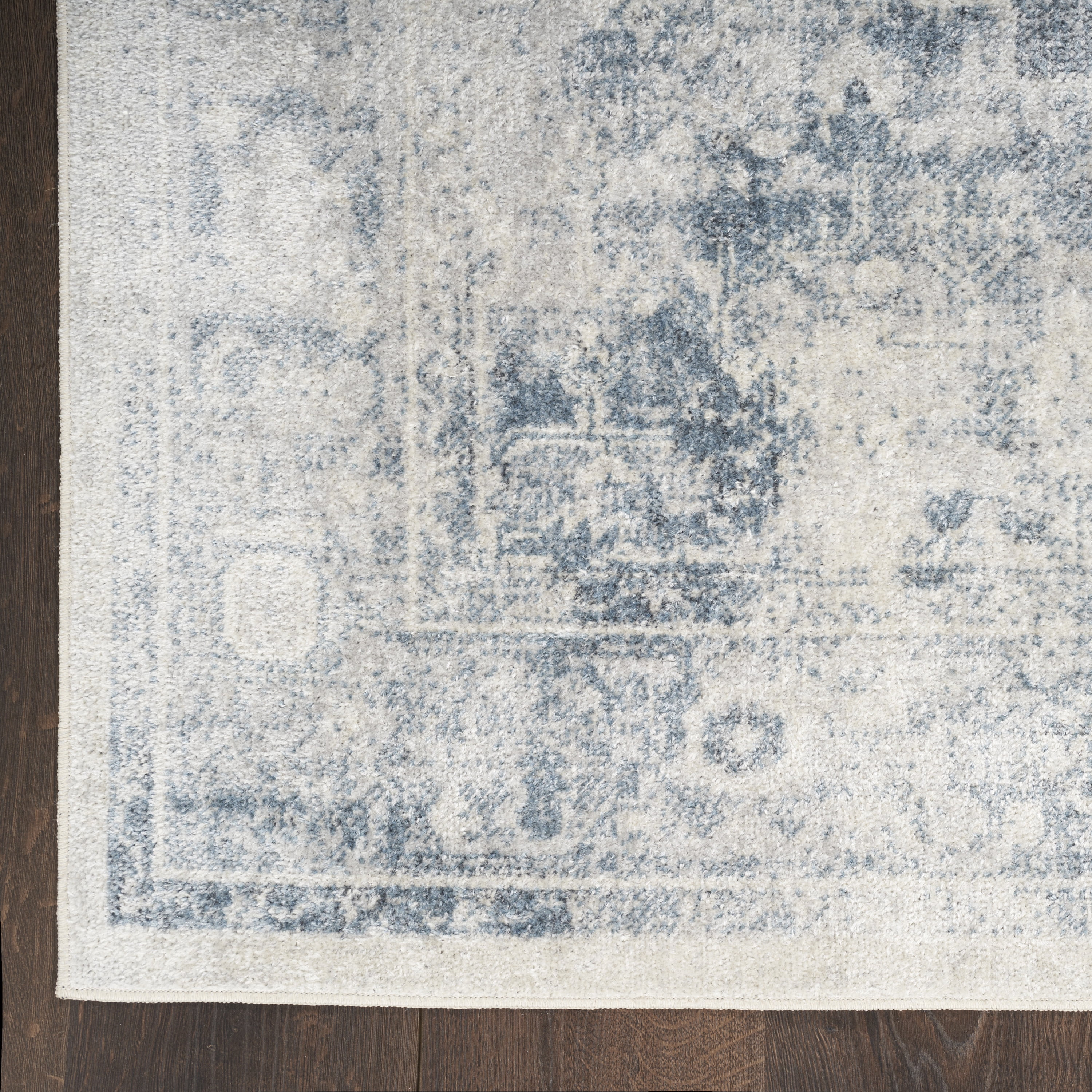 Nourison Astra Machine Washable Persian Blue/Ivory 2'2" x 8' Area Rug (2x8)
