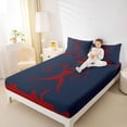thumbnail image 4 of Homewish Teens Baseball Print Bed Sheets, Navy Maroon Abstract Stripe King Sheets, Cartoon Sports Theme Sheet Set, Luxury Bedroom Decor, 4-Piece, 4 of 7
