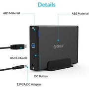 ORICO 3.5 inch Hard Drive Enclosure 5Gbps SATA to USB 3.0 Enclosure Aluminum External Hard Disk Enclosure SSD/HDD Enclosure Case Max 16Tb with 12V2A Power Adapter & UASP for Xbox(No Drive)