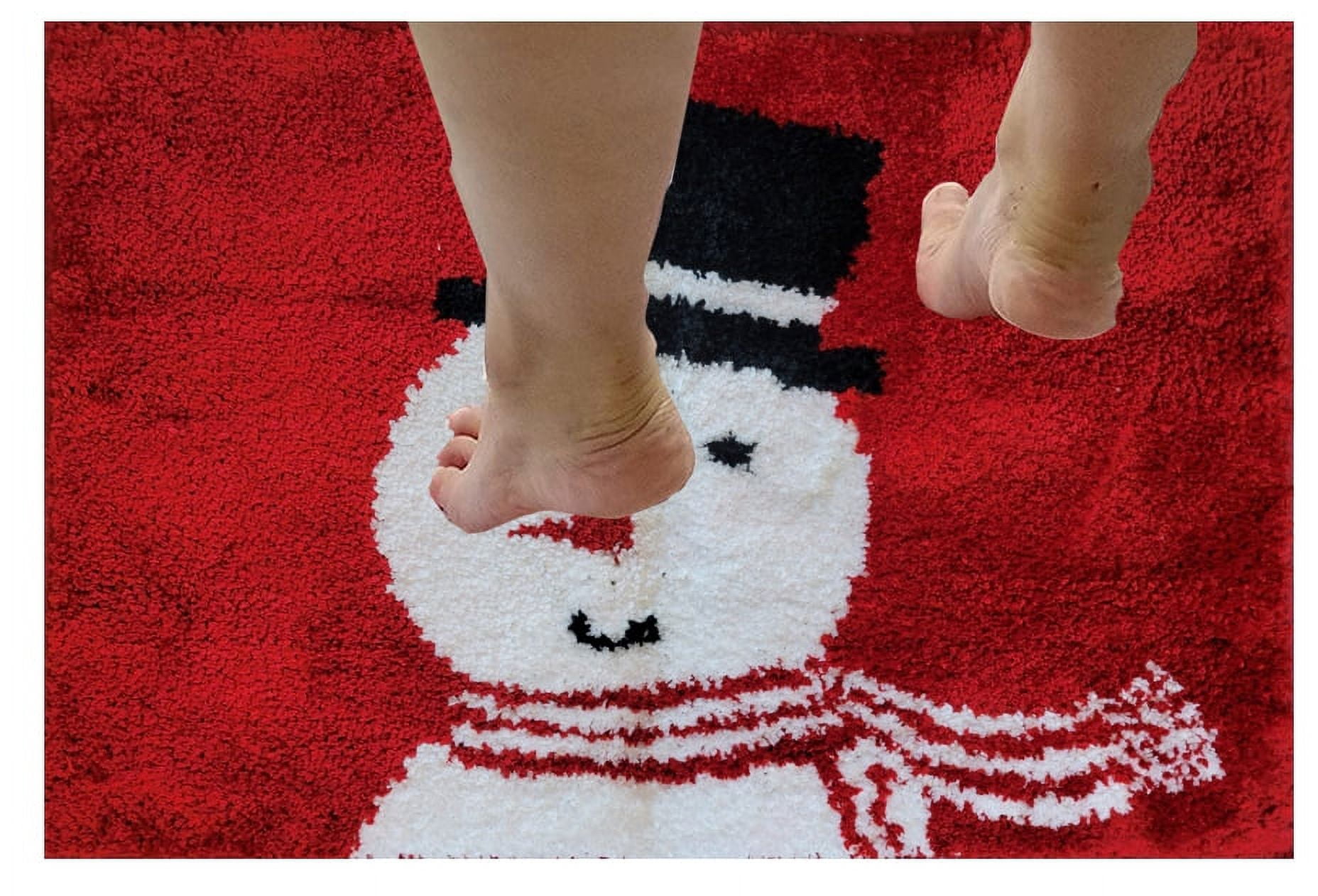 Winter Wonder Lane Red & Brown Santa Dog Bath Rug