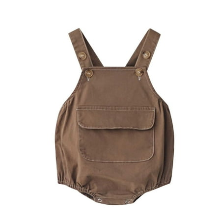

LBECLEY Organic Clothes Boy Baby Girls Boys Solid Pocket Summer Autumn Sleeveless Romper Bodysuit Clothes Baby Bodysuit Short Sleeve Boy Coffee 80
