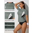 thumbnail image 4 of Women's Short Sleeve Color Blocked Rash Guard Quick Dry Swim Shirt Tops, 4 of 5