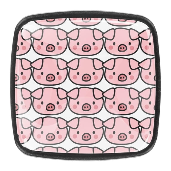 4 Pcs Square Cabinet Handle Cupboard Knob Drawer Pulls Handle Pig Animal Drawer Knobs with Screws Furniture Decoration