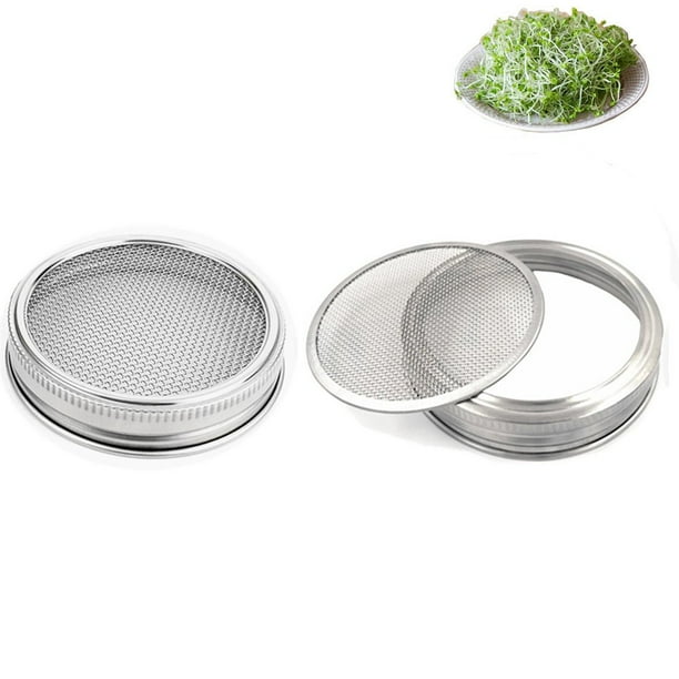 Set Of 2 Stainless Steel Sprouting Jar Lid Kit For Superb Ventilation