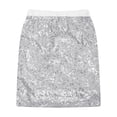 thumbnail image 3 of Zaldita Kids Girls Sequins Bodycon Mini Skirts Sparkly Elastic Waist Pencil Skirts Ballet Dance Party Skorts Dancewear Silver 150, 3 of 4