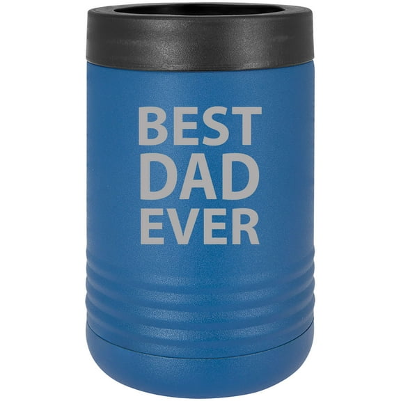 Best Dad Ever Stainless Steel Engraved Insulated Beer Beverage Holder Can Cooler, Blue