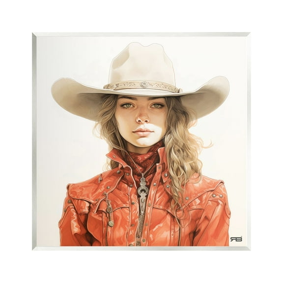 Stupell Industries Western Cowgirl Portrait Abstract Painting Unframed Art Print Wall Art, 12 x 12