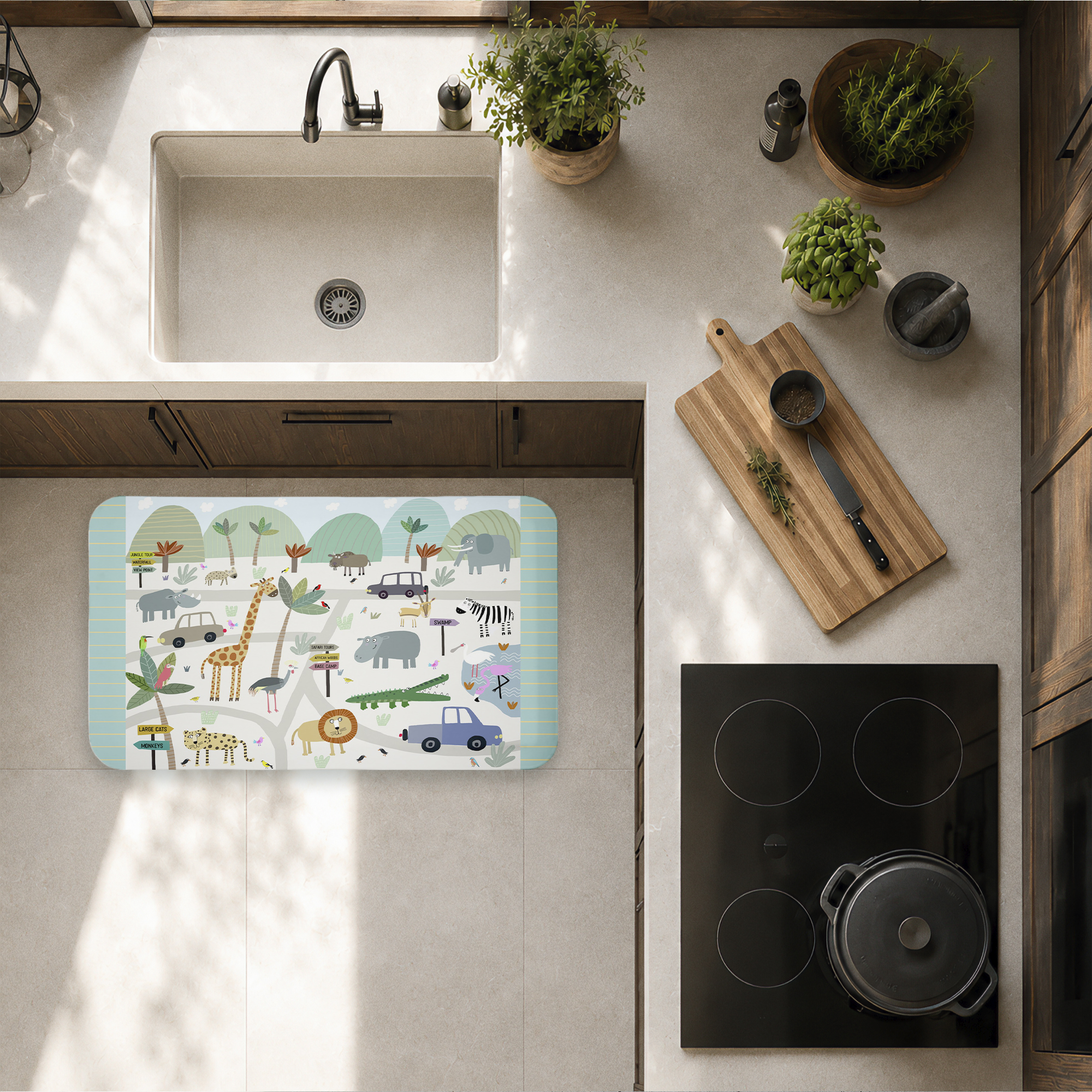 Stupell Industries Safari Journey Animals Printed Anti-Fatigue Floor Mat, design by Carla Daly