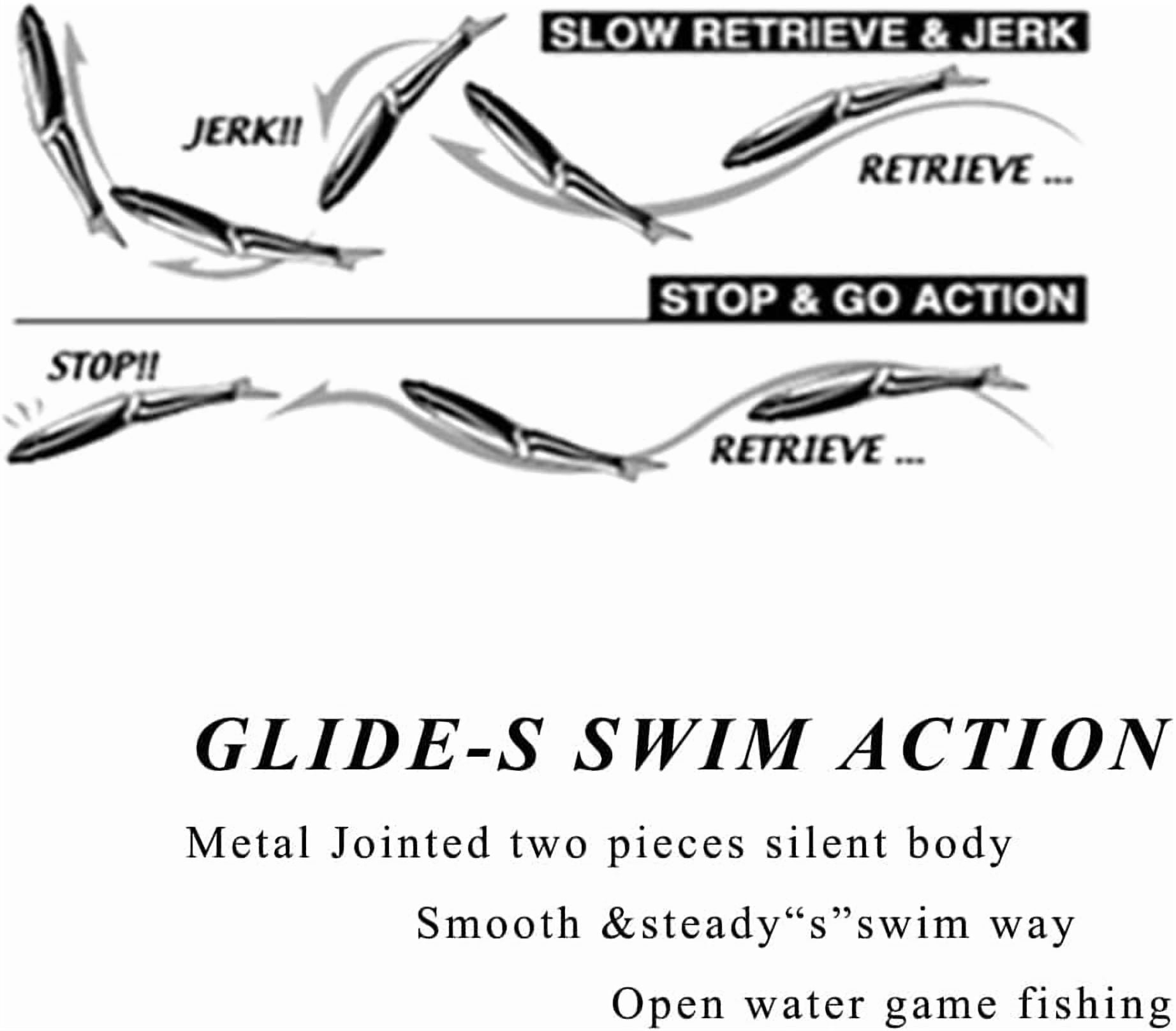 ABPETE Sinking 2-Jointed Glide Bait – Realistic Multi-Segment Soft Lure for Bass, Pike & Walleye Fishing