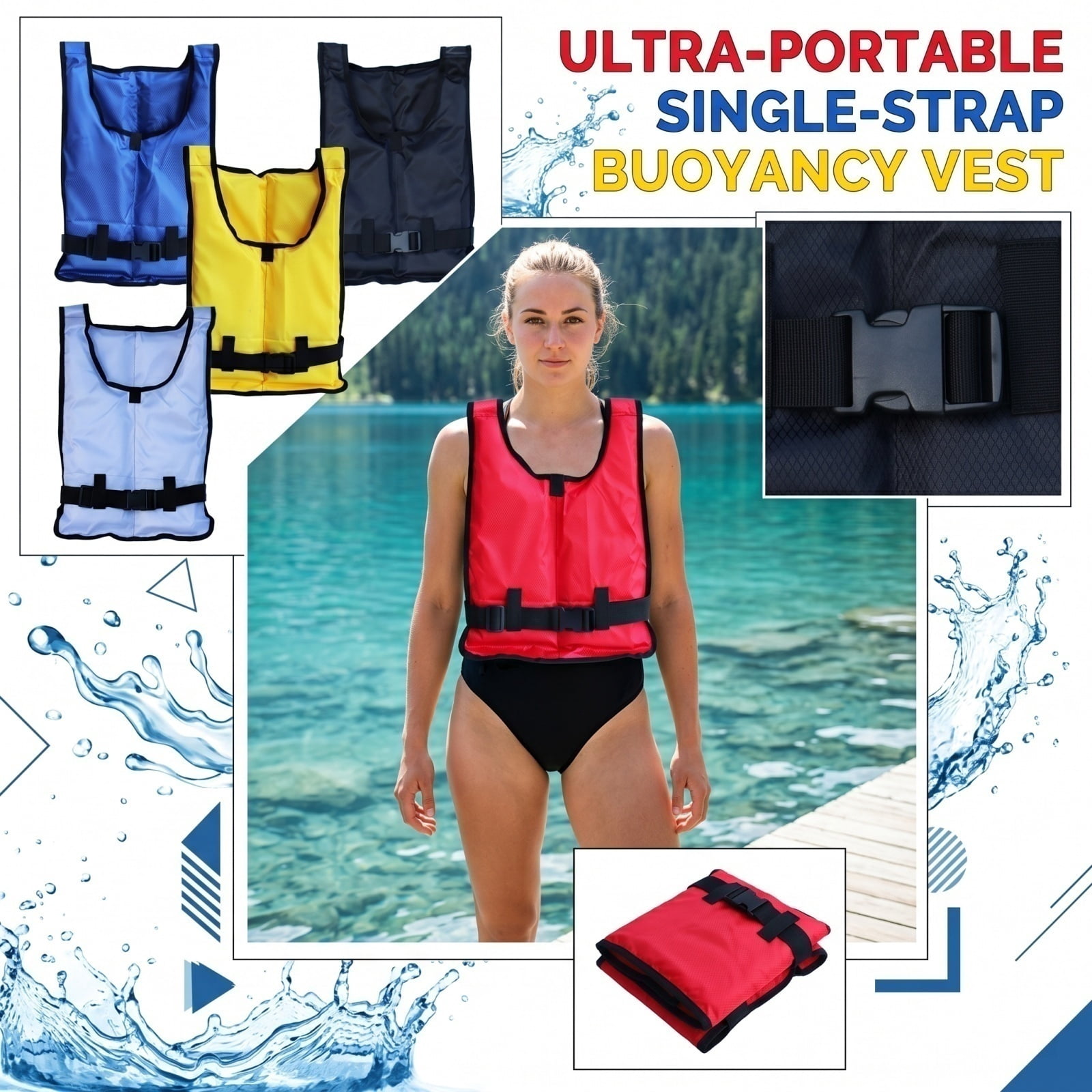 2026 Portable and Foldable Life Jacket for Adults, Buoyancy Vest, Portable Foldable Buoyancy Vest, Canoe Paddle Drifting Vest, Fishing Lifejacket