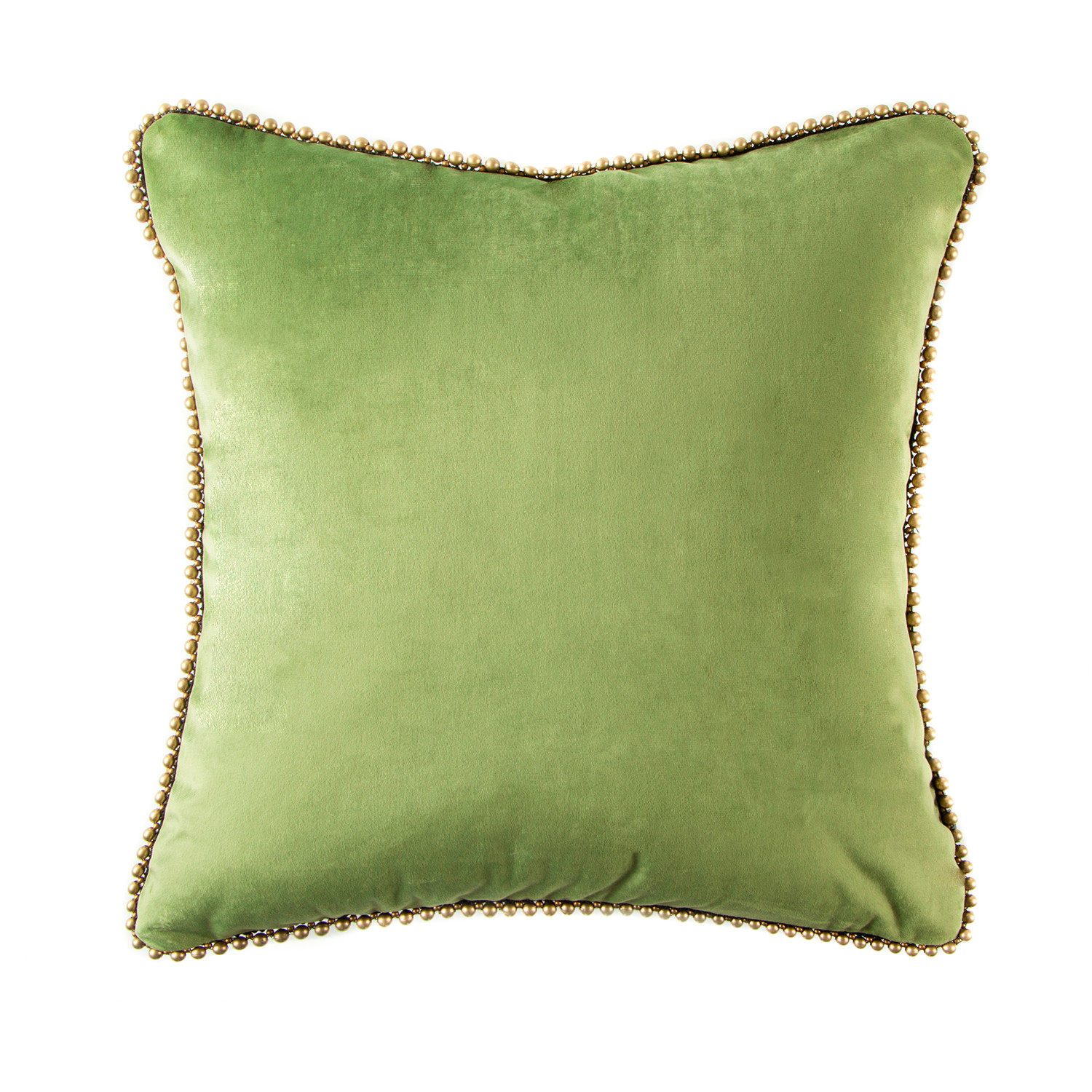 Phantoscope Particles Trimmed Soft Velvet Throw Pillow, 18" x 18", Green with Bronze Particles, 1 Pack