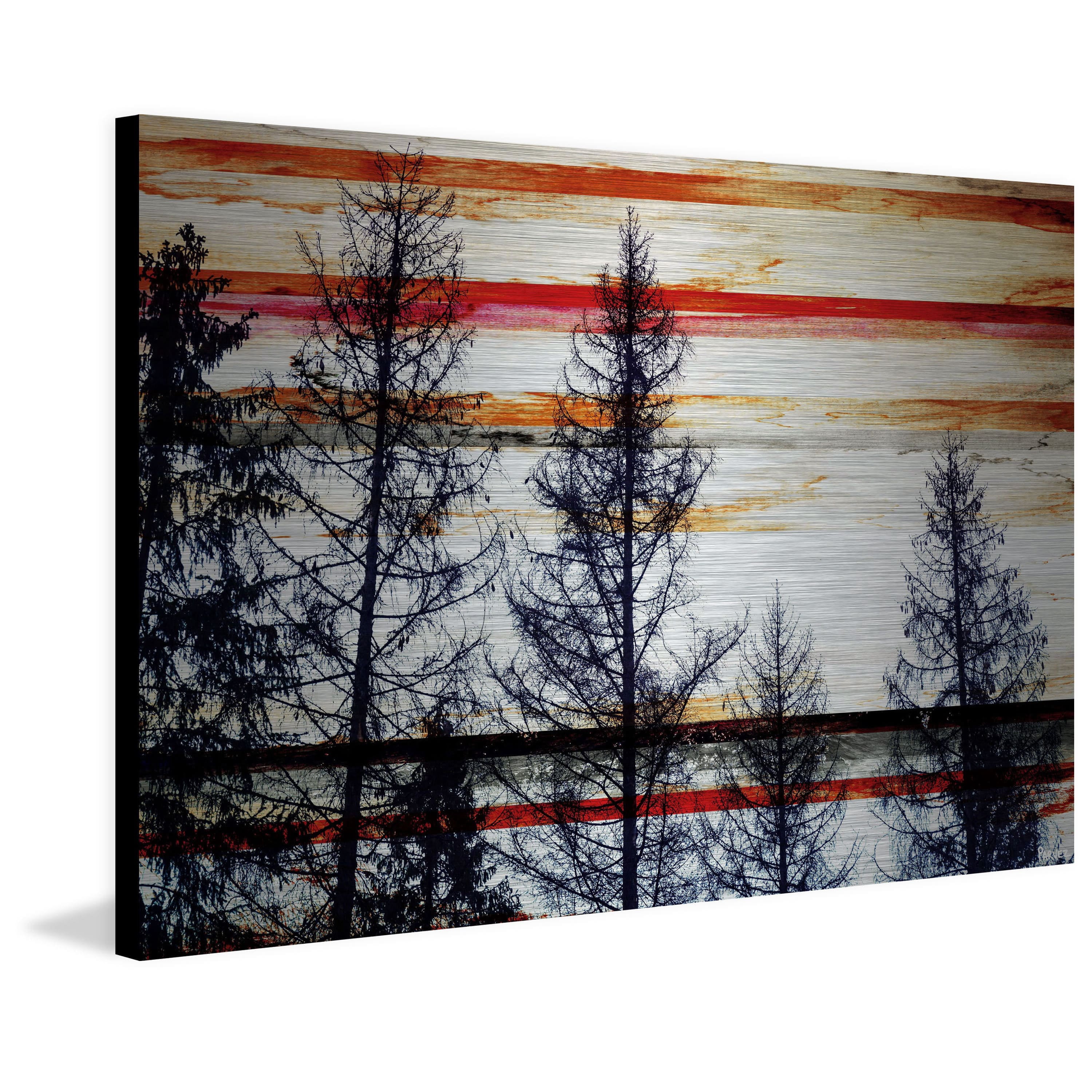 "Red Striped Sky" Painting Print on Brushed Aluminum