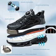 Men Steel-Toe Work Safety Boots Rotating Buckle Design Indestructible Work Shoes