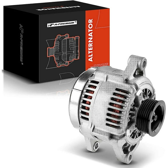 A-Premium Alternator Compatible with Chrysler Sebring 1996-2000 V6 2.5L, 1997-1998 L4 2.4L, 125Amp 12V Clockwise 6-Groove Pulley, Replace# 121000-4211, 121000-4210, 4671320