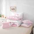 thumbnail image 6 of Feelyou Teens Monogrammed O Bedding Comforter Set 7 Pieces, Kawaii Ribbon Full Bedding Set, 6 of 8
