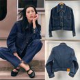 thumbnail image 2 of Chaqueta vaquera holgada corta de Liu Wen's TOT, informal y adelgazante, versátil y elegante, 2 of 5