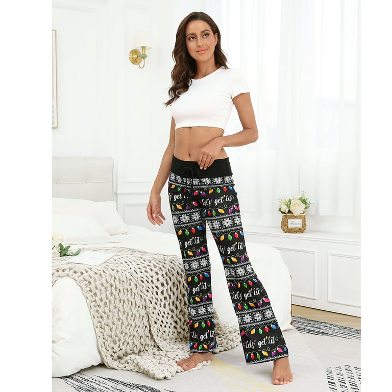 HDE Womens Pajama Pants Wide Leg Sleepwear Casual Loose Lounge Pant PJ  Bottoms Get Lit - 4X 