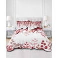 thumbnail image 2 of Quilts Queen Size Bedding Set, Red Eucalyptus Leaves Lightweight Quilted Comforter, Summer Botanical Weeping Soft Reversible Bedspread Coverlet with Pillow Covers for All Season, 90" x 96", 2 of 7